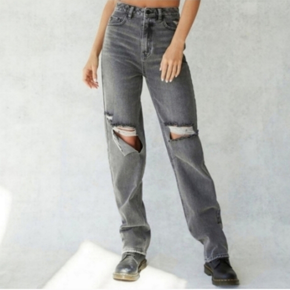 Pacsun Washed Black High Rise Distressed Ripped 90s Boyfriend Jeans - Picture 2 of 11